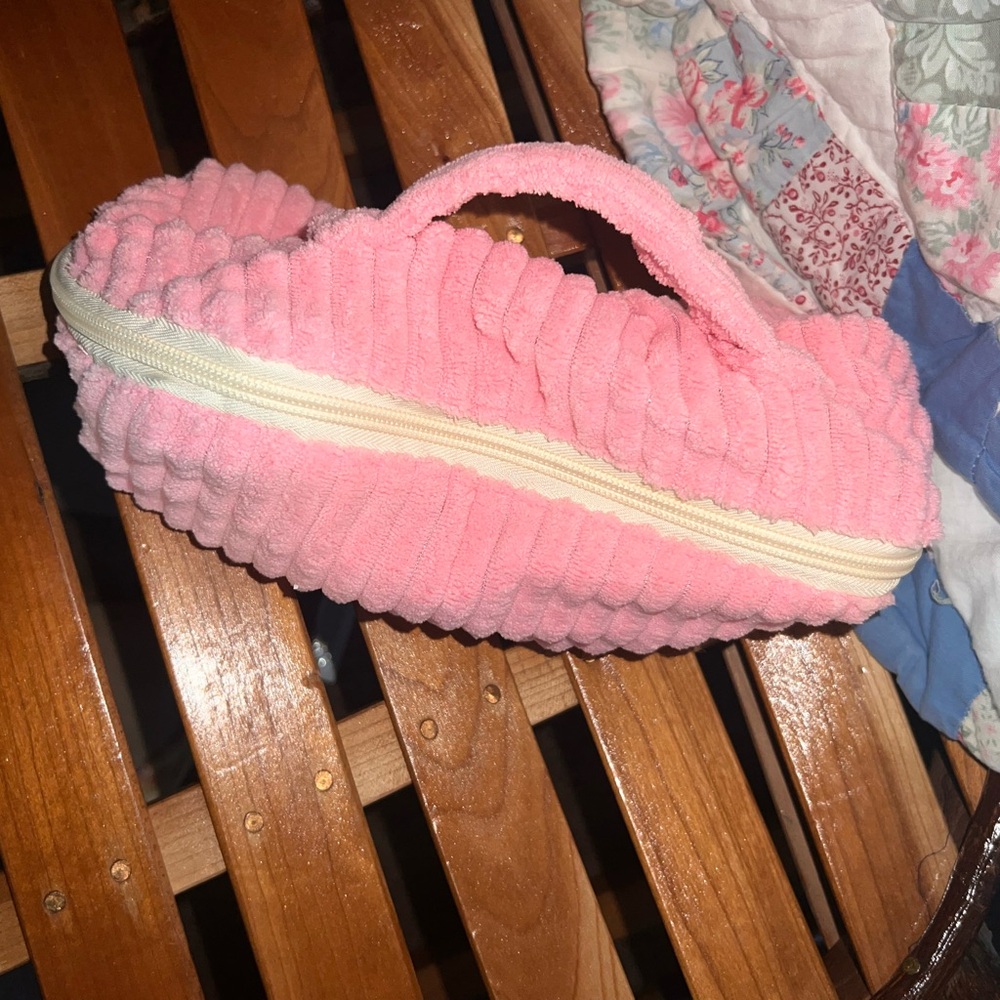 Pink makeup bag with a cleanable inside